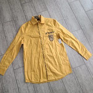 Harry Potter Hufflepuff Universal Studios Men’s Button-Up Shirt Yellow XS NEW